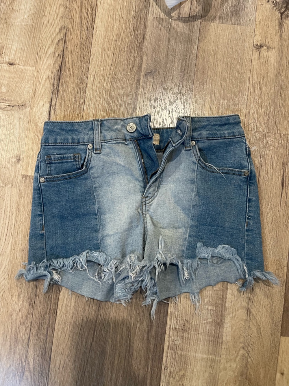 Altar'd State Distressed Light Blue Denim Jean Shorts - Picture 2 of 6
